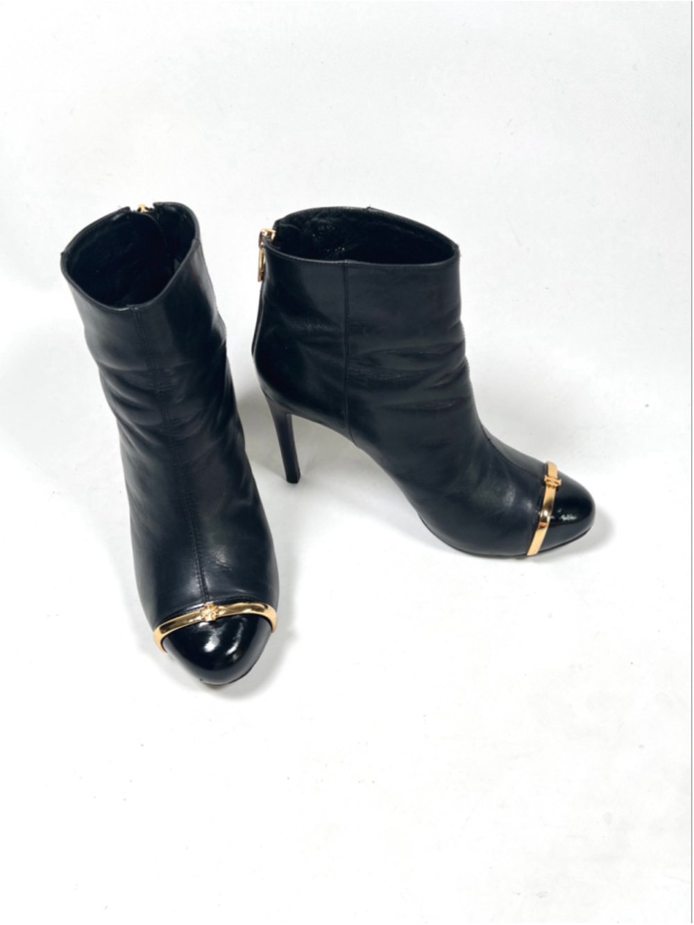 Tory Burch Womans Boots Ankle Heel Size 8 Black Gold